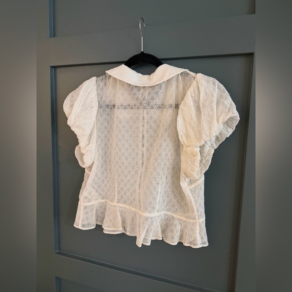 Anthropologie • Collared Puff-Sleeve Lace Blouse - Picture 7 of 8
